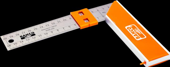 Actual product image Bahco Carpenter's square with steel blade and sliding mark 350 mm