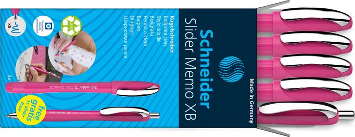 Image du produit Schneider AKTION: Kugelschreiber Slider Memo pink, Schreibfarbe: blau, 4 St. + GRATIS Kuge (Pink, 1 x)