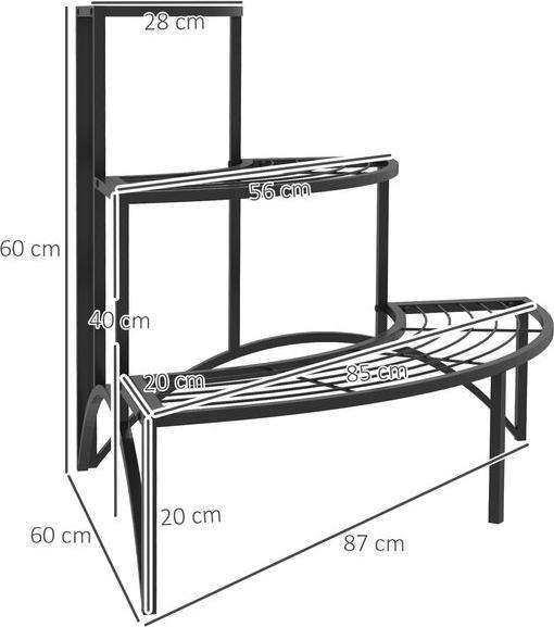 Actual product image Swisshandel24 3-Etagen Pflanzenständer, Metall, 60 cm hoch, Schwarz