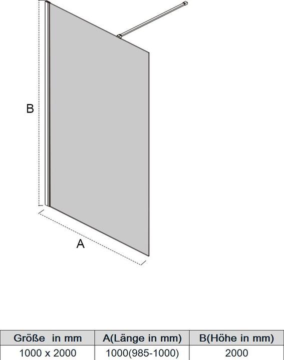 Immagine prodotto SONNI Cabina di doccia con porta, senza quadro, praticabile, in vetro con trattamento NANO 100x195 cm (160 cm, 160 cm, 195 cm)