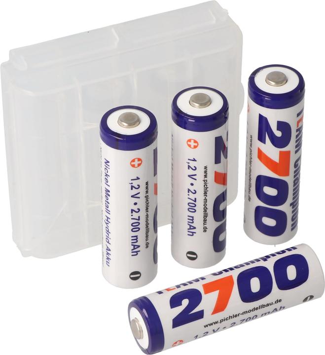 XCell Team Champion Akku Mignon/AA 2700mAh 4er Set inklusive praktischer Aufbewahrungsbox AA (4 Stk., AA, 2700 mAh)