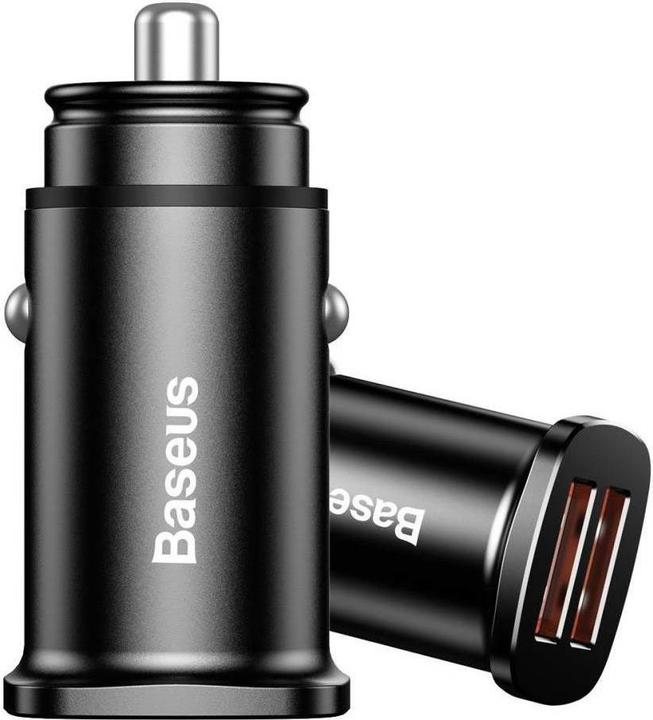 Image du produit Baseus Square metal A+A 30W Dual QC3.0 Quick Car Charger Noir