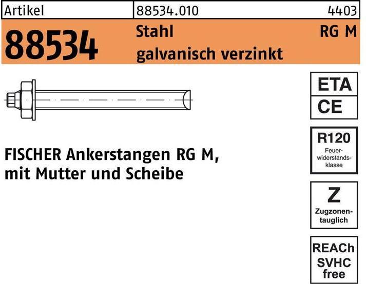 Productafbeelding Fischer Ankerstang R 88534 w.moer/wissel RG M 16 x 380 staal gegalvaniseerd staal (10 Pcs.)