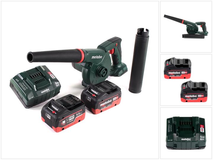 Immagine prodotto Metabo AG 18 Soffiatore a batteria 18 V + 2x batteria LiHD 5,5 Ah + caricatore (Batteria ricaricabile, Aspirafoglie)