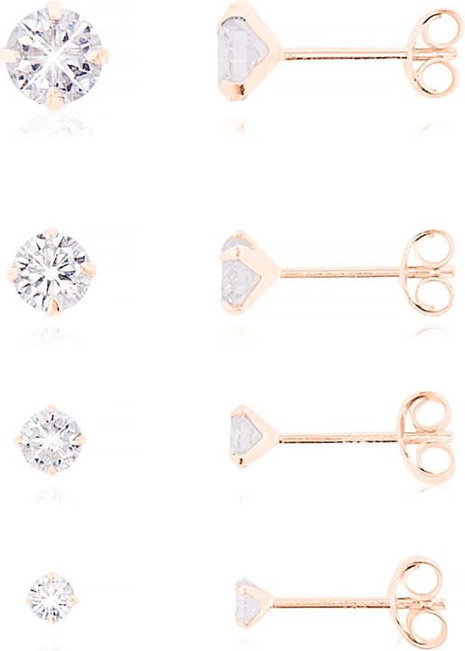 Image du produit Leyda Boucles d'oreilles clous en zircone (Argent 925 1 micron plaqué or rose 18k, Pierre synthétique)