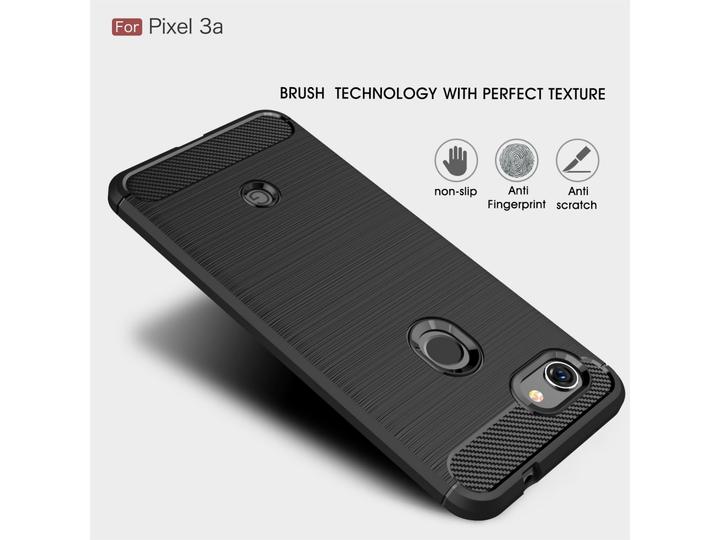 Actual product image Screenguard Google Pixel 3a Cover Carbon Brushed Soft TPU (Google Pixel 3a)