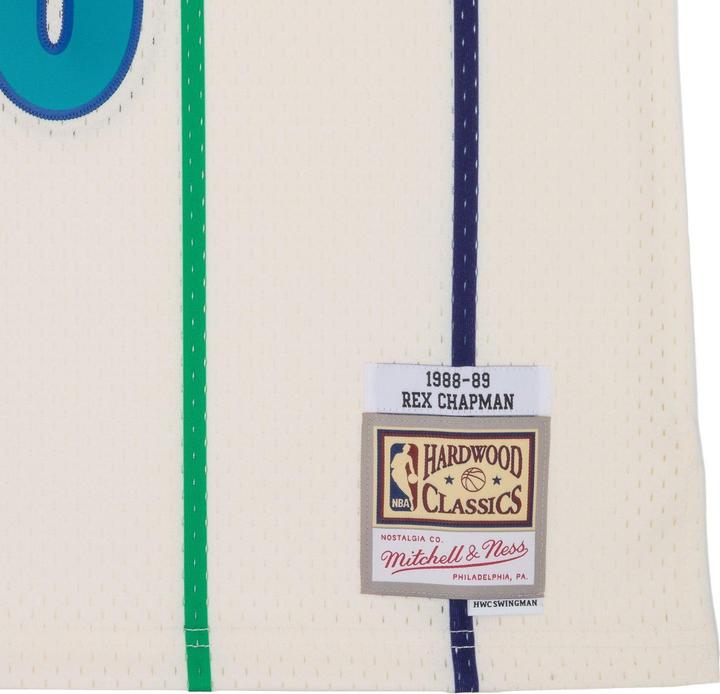 Actual product image Mitchell & Ness Swingman Jersey Charlotte Hornets OFF-WHITE Rex Chapman (L)