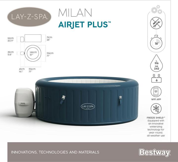 Immagine prodotto Bestway Lay-Z-Spa Milan AirJet Plus (6 pers.)