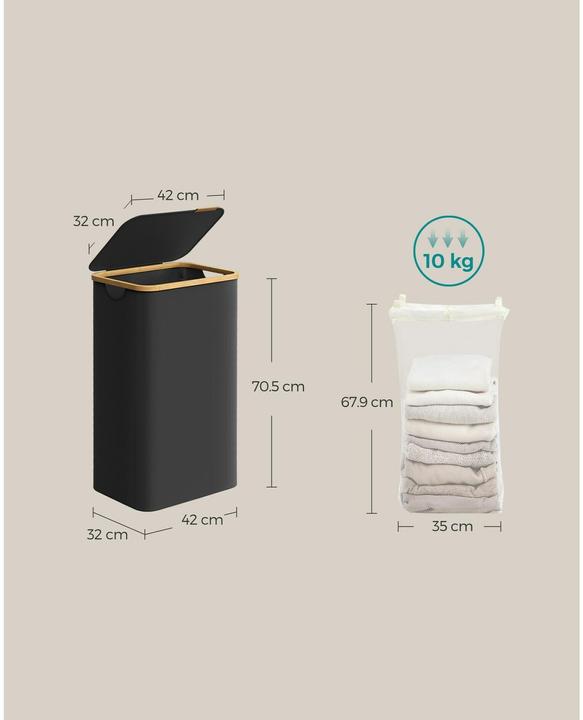 Image du produit Songmics Panier à linge 90 l, noir (90 l)