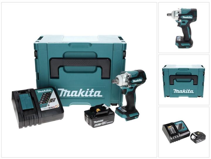 Actual product image Makita DTW 300 RT1J Battery impact wrench 18 V 330 Nm 1/2" Brushless + 1x Battery 5.0 Ah + Charger + M (Rechargeable battery operated)
