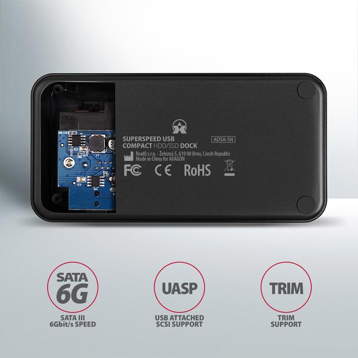 Immagine prodotto Axagon ADSA-SN Storage Drive Docking Station USB 3.2 Gen 1 (3.1 Gen 1) Type-A Nero (3.5")