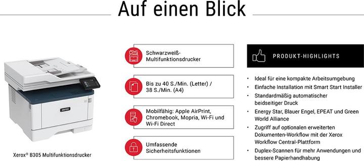 Actual product image Xerox B305V DNI multifunction printer (Laser, Black and white)