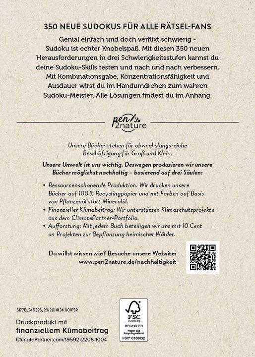 Nährwerte und Zutaten Sudoku Buch (Deutsch, 2024)