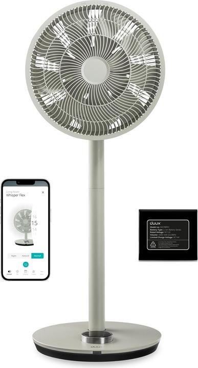Duux Fan with Battery Pack | Whisper Flex Smart | Stand Fan | Sage | Diameter 34 cm | Number of speeds 26 (55 dB)