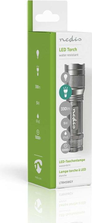Immagine prodotto Nedis Torcia LED, Premium, 330lm - argento (3.40 cm, 330 lm)
