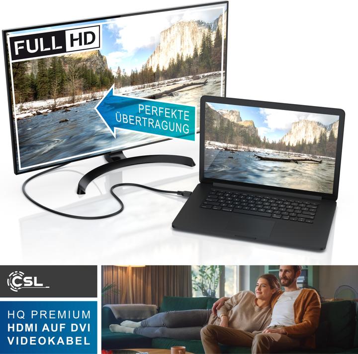 Image du produit CSL Câble DVI vers HDMI - Dual Link 24 1 - résolutions HDTV jusqu'à 2560x1600 - conducteur cuivre OFC (5 m, HDMI, DVI)
