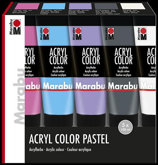 Produktbild Marabu Acryl Color Set Pastell 5 x 100ml (Blau, 500 ml)