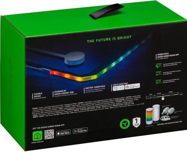 Immagine prodotto Razer Strisce luminose intelligenti Aether - Strisce LED RGB per case intelligenti (Multicolore, 200 cm, Interno)
