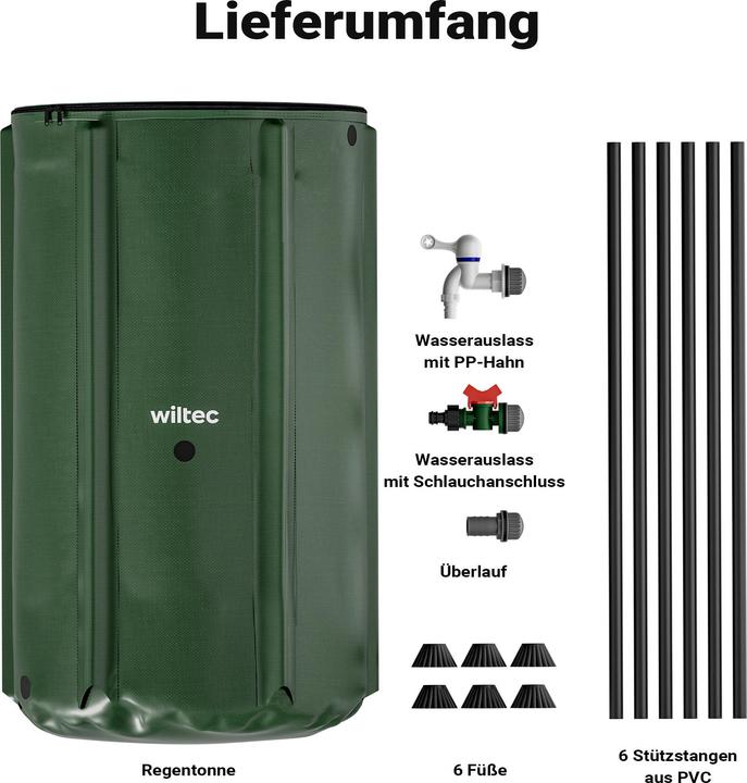 Actual product image Wiltec Foldable rainwater barrel 250 litre rainwater barrel water tank rain barrel water barrel (250 l)