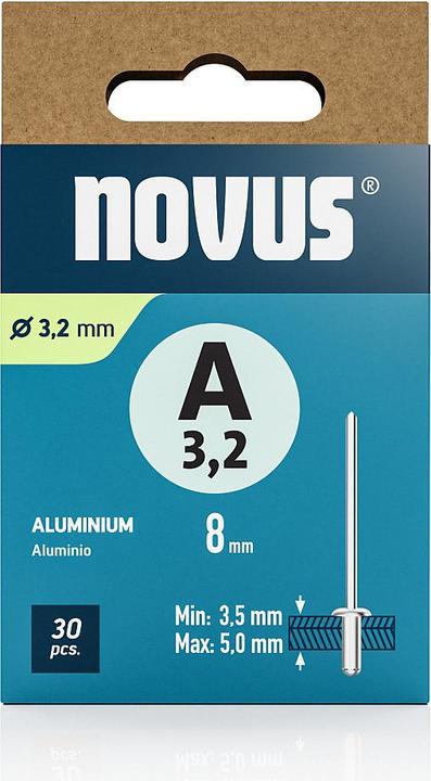 Novus Blindniete A3 x L: 8 mm Alu