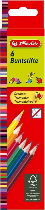 Herlitz Triangular Crayons Box of 6 (Multicoloured, 6 x)
