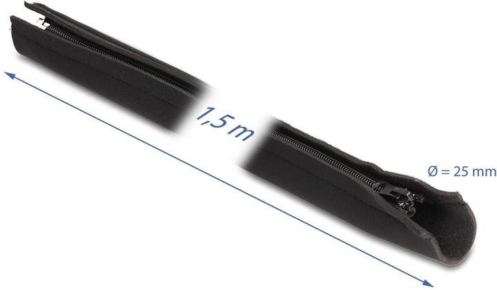 Produktbild Delock Kabelschlauch Neopren flexibel mit Reissverschluss 1,5m x 100mm schwarz (Kabelschlauch, 150 cm)