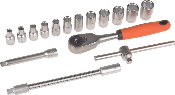 Image du produit Bahco 1/4"-Steckschlüssel-Satz, metrisch, Sechskant, inklusive Umschaltknarre - 16-teilig (13 mm, 8 mm, 10 mm, 4 mm, 11 mm, 7 mm, 12 mm, 6 mm, 9 mm, 5 mm)
