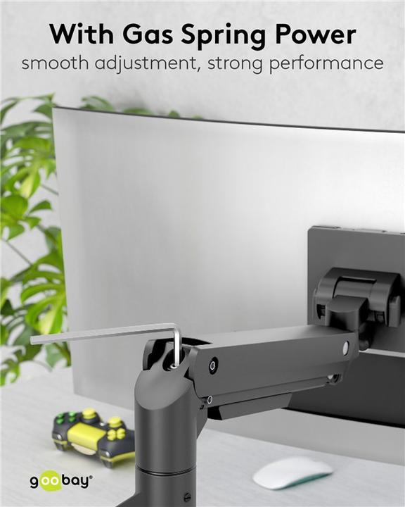 Produktbild Goobay Single-Monitorhalterung Gaming mit Gasdruckfeder, schwarz (Tisch, 49")