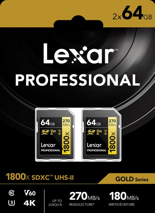 Image du produit Lexar Professional (64 Go, SDXC, U3, UHS-II)