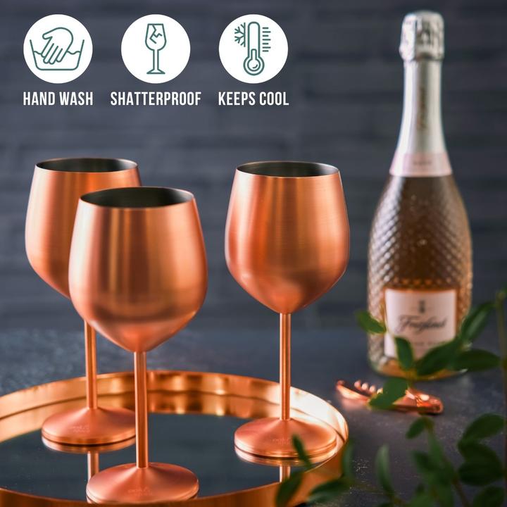 Image du produit Oak & Steel Acier inoxydable Verres à vin Or rose mat Lot de 4 (50 cl, 4 Verres, Set de verres à vin)