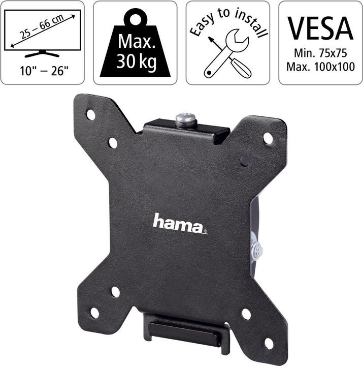 Actual product image Hama TV wall bracket, inclinable, 66 cm (26") up to 30 kg (Wall, 26", 30 kg)