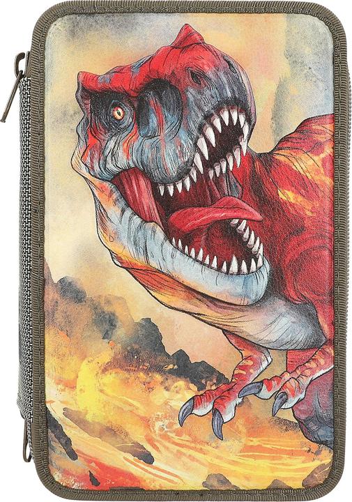 Actual product image Magni DEPESCHE DINO World pencil case with 3D effect 3 compartments green
