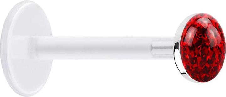 Image du produit Star Piercing Micro Labret transparent avec disque de cristal rouge Couche de protection en époxy (sans laiton, Argent sterling 925, Bioflex)