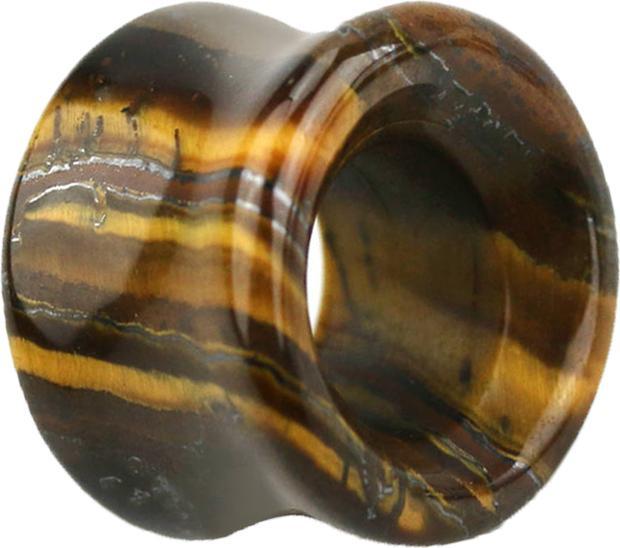 Star Piercing Flared Tunnel aus Tigerauge Stein (ohne Messing, Mineralisch)