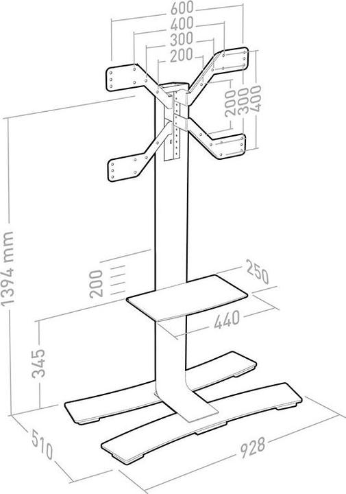 Image du produit Erard WILL 1400 XL support TV mobile avec étagère 40-85 pouces, noir (75", 50 kg)
