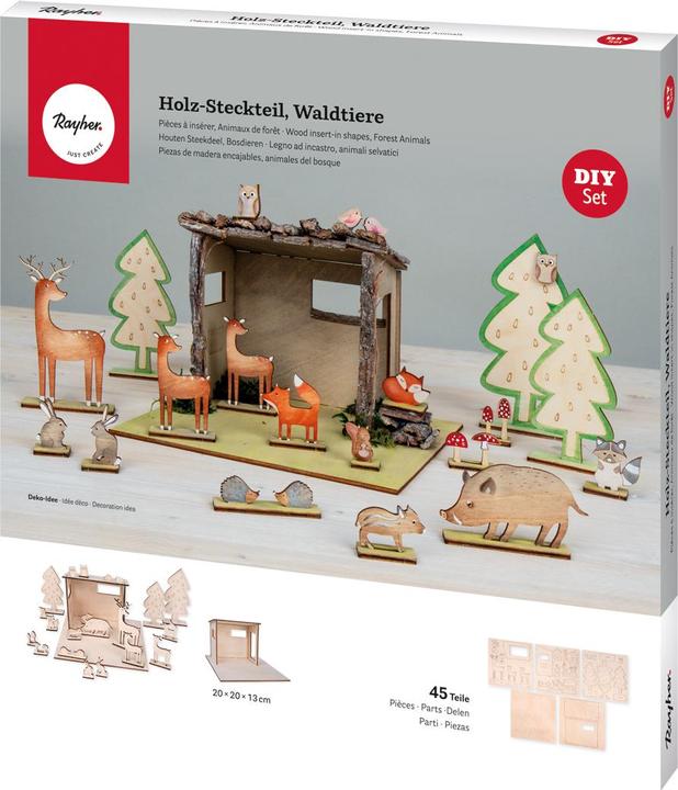Image du produit Rayher Kit de construction en bois, animaux de la forêt, 45 pcs.