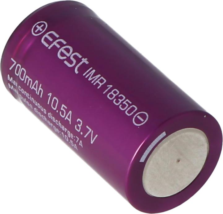 Actual product image Efest Battery Purple IMR18350 (plus pole flat) (1 pcs., 18350, 700 mAh)