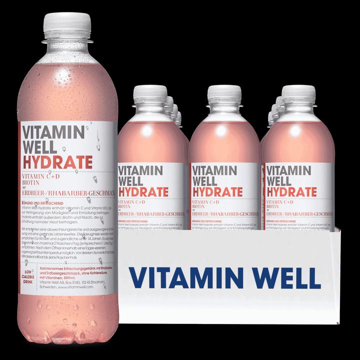 Actual product image Vitamin Well Hydrate (Strawberry, Rhubarb, 12 x)