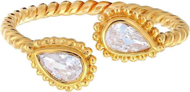 Produktbild Elli Ring Zirkonia Tropfen Vintage Look 925 Silber vergoldet (54, 925 Silber)