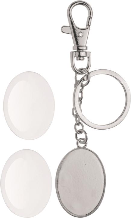 Produktbild Glorex Schlüsselanhänger doppelseitig oval silberfarben37x27mm