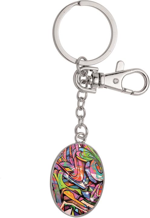 Produktbild Glorex Schlüsselanhänger doppelseitig oval silberfarben37x27mm