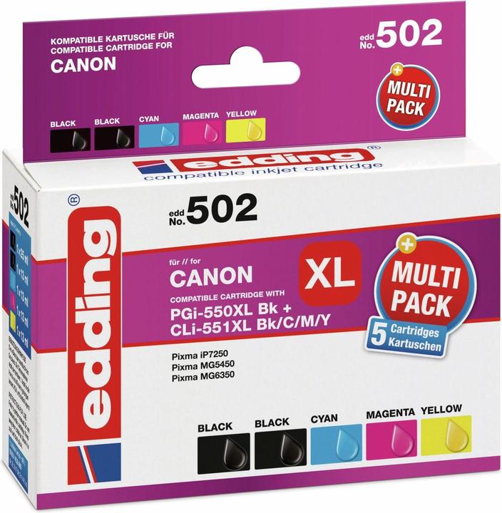 Edding Ink replaces PGI 550PK XL, CLI 551 C,M,Y XL Compatible Combi Pack Black, Cyan, Magenta, Yellow (M, C, Y, FC)