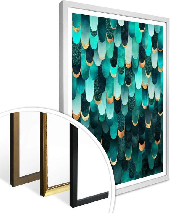 Actual product image Trenddeko Turquoise feathers (24 x 30 cm)