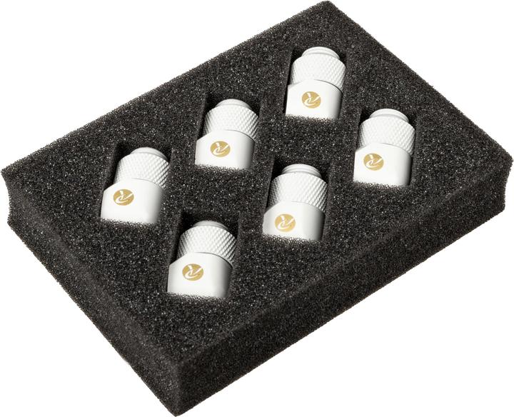 Produktbild Raijintek RAI 90 Grad G1/4 Zoll AG auf G1/4 Zoll IG - drehbar, 6er Pack, weiss