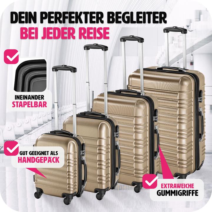 Produktbild tectake Hartschalenkofferset 4-tlg. (106 l, Handgepäck (bis 50l), M (50 - 90l), L (90 - 115l))