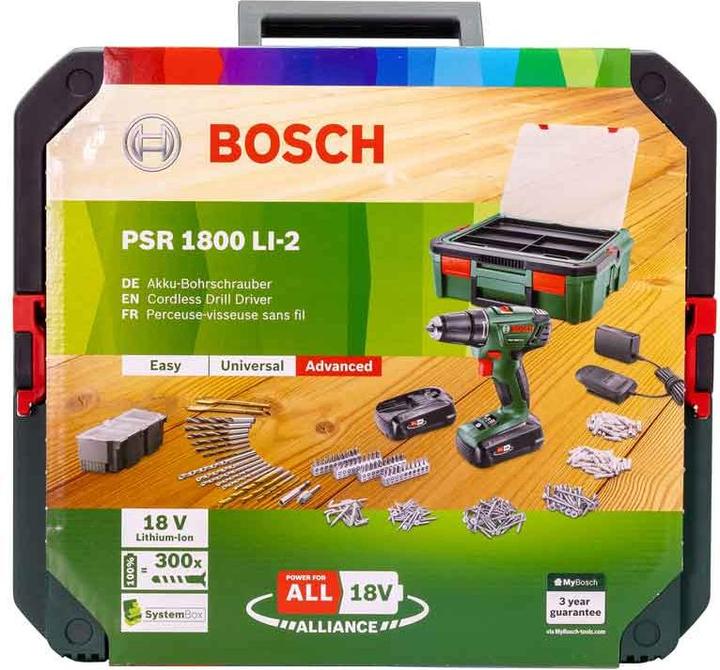 Actual product image Bosch Home & Garden PSR 1800 LI-2 Systembox Set (Rechargeable battery operated)