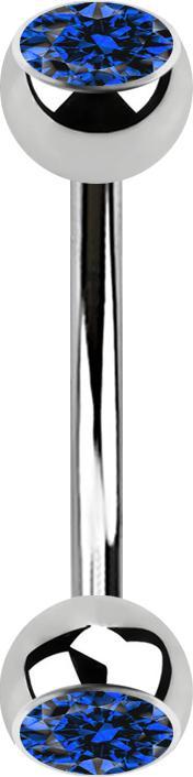 Immagine prodotto Star Piercing Banana d'argento con due sfere di cristallo blu scuro (Acciaio chirurgico 316L, senza ottone)