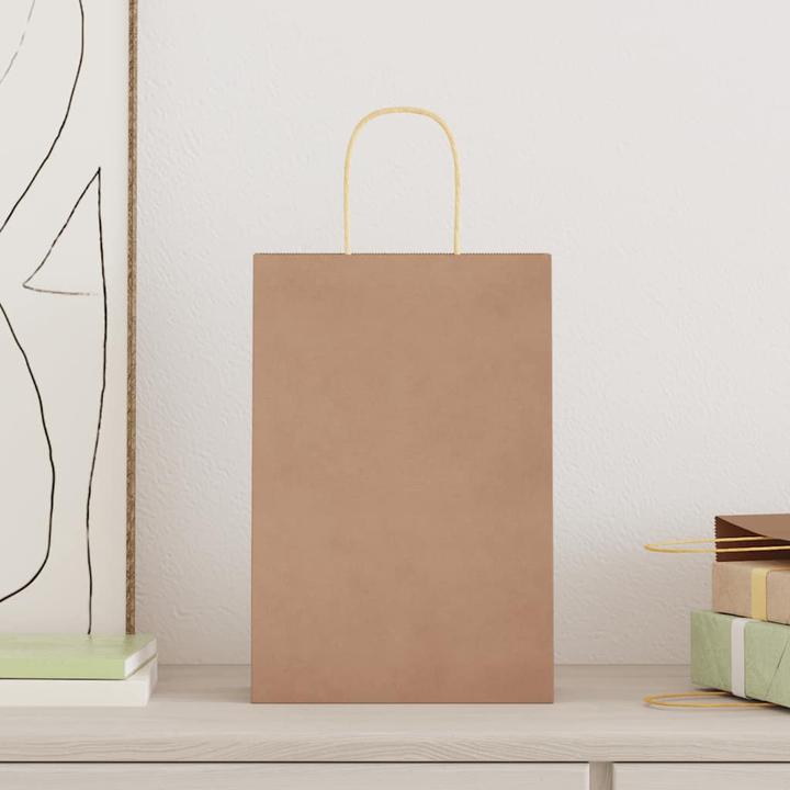 Produktbild VidaXL Kraftpapiertüten 50 Stk. mit Henkel Braun 22x11x31 cm Papiertüte (Geschenktüte, 50 x)