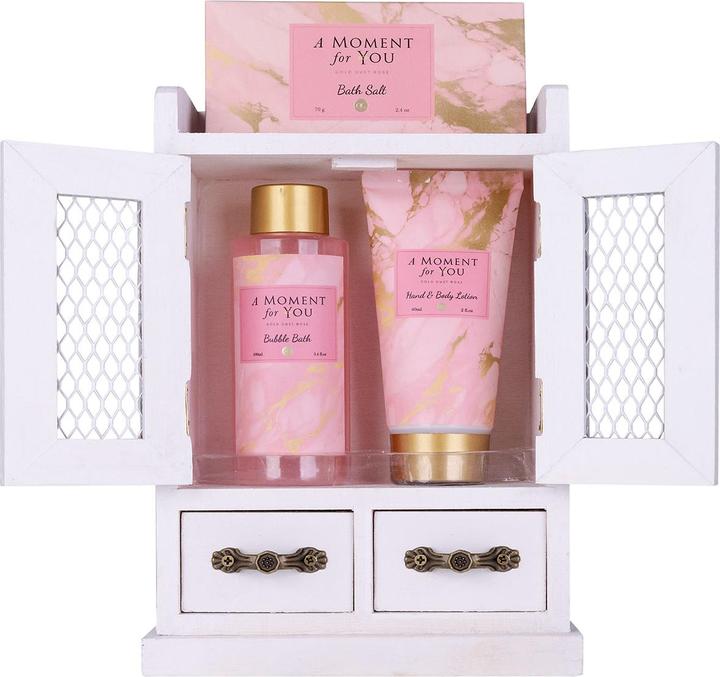 Produktbild Accentra Badeset A MOMENT FOR YOU in Holzschrank, inkl. 100ml Schaumbad, 60ml Hand- & Bodylotion, 70g Badesal (Körperpflegeset)