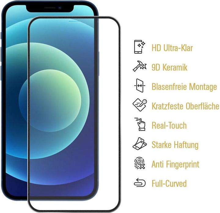 Actual product image Protectorking 3x Ceramic-Glass Full Cover HD Klar (3 Piece, Apple iPhone 12 Pro Max)